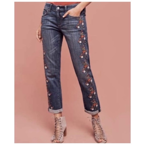 Pilcro Hyphen Mid Rise Embroidered Jeans By Anthropologie - Picture 12 of 16